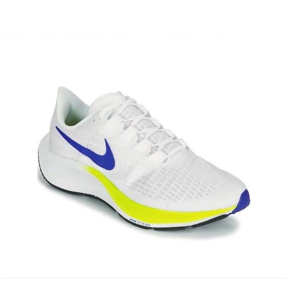 nike men’s air zoom pegasus 37 white/blue Sz 8 - Picture 1 of 8
